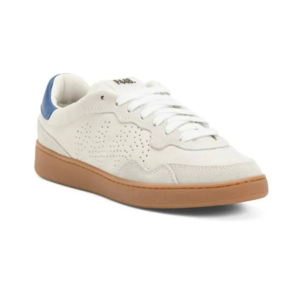 P448 Mens White At Heel and Tongue Vert Toe Wedge Leather Sneakers Shoes Size 39